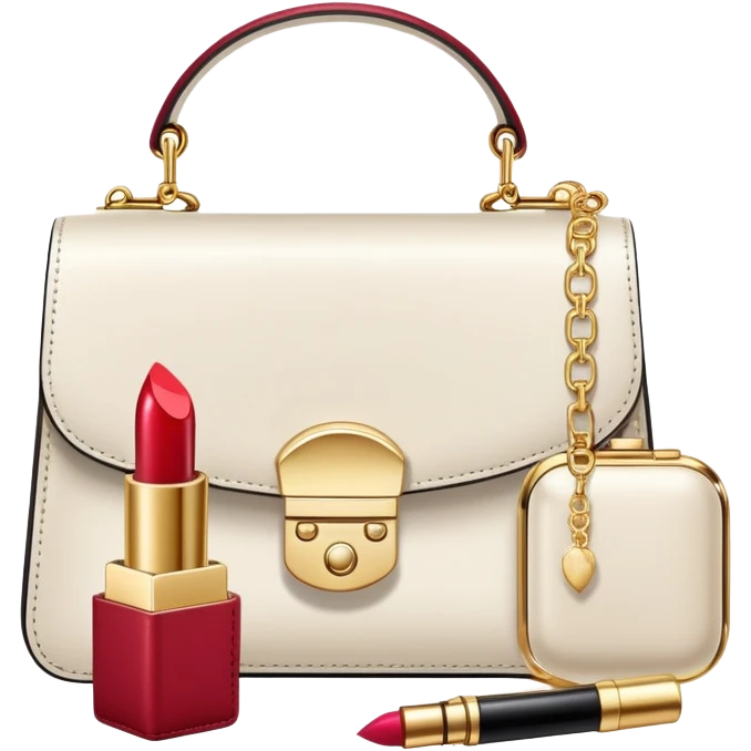 stylish handbag with accessories emoji