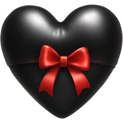 Shiny Black heart wrapped in red bow, realistic emoji