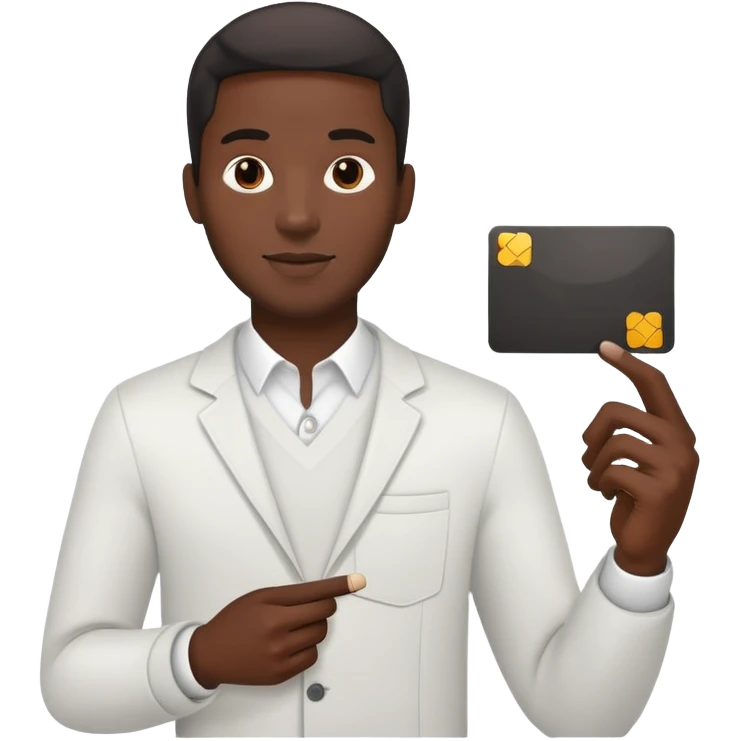 black man holding a card in one hand emoji