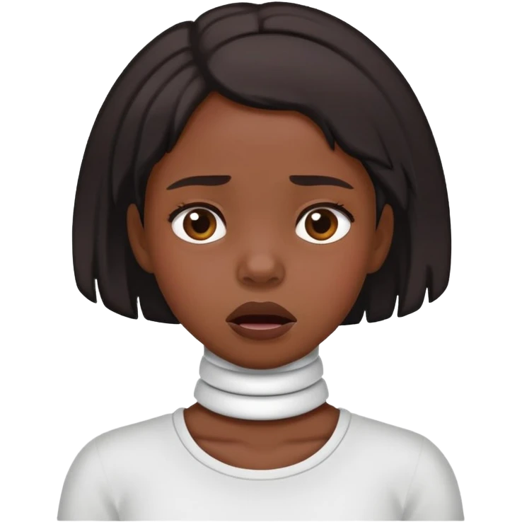 Black girl choking her own neck with a bothered face  emoji