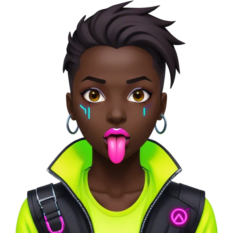 cyberpunk style neon shows tongue emoji