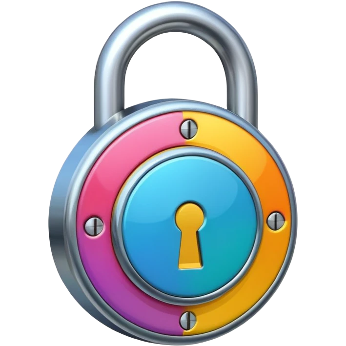 A lock emoji, minimal and colorful with clear outlines, rounded or circular shape emoji