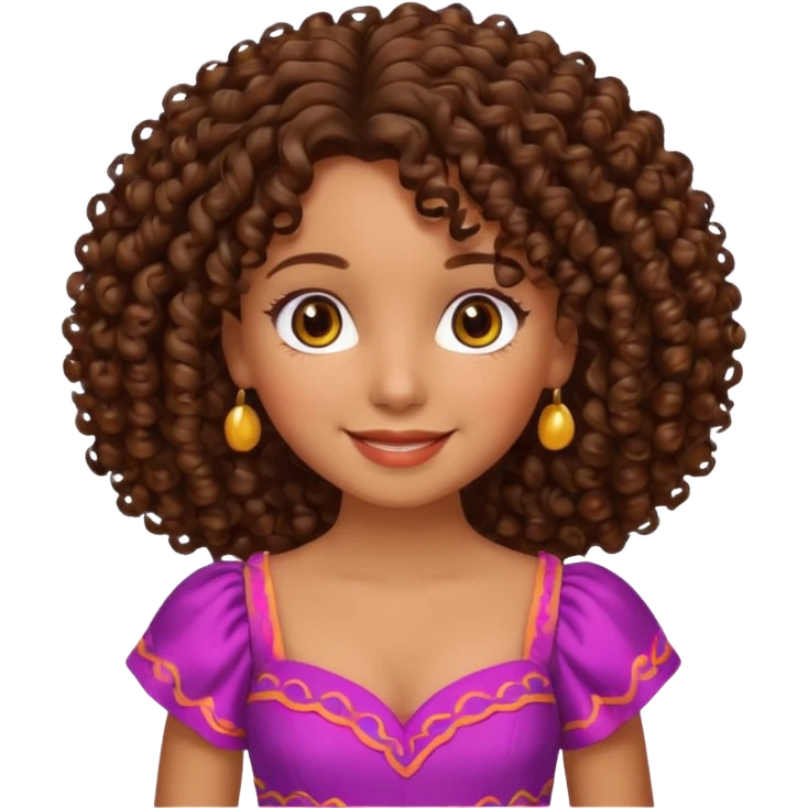 Crie uma boneca morena com cabelo cacheado emoji