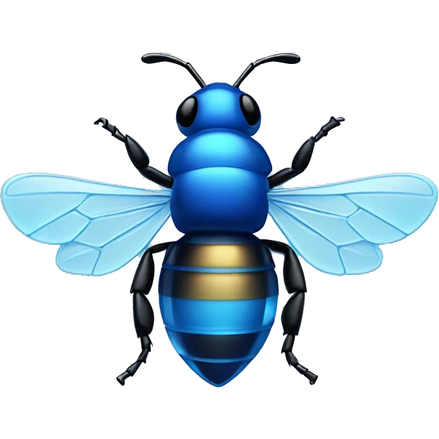 blue minimal crystal bee emoji