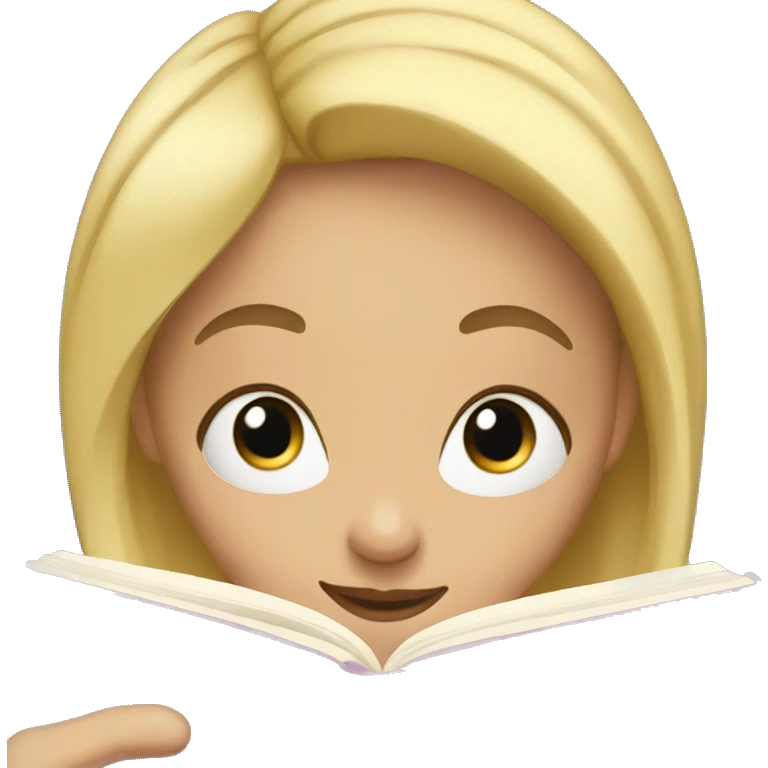 Girl reading a book with blonde hair emoji