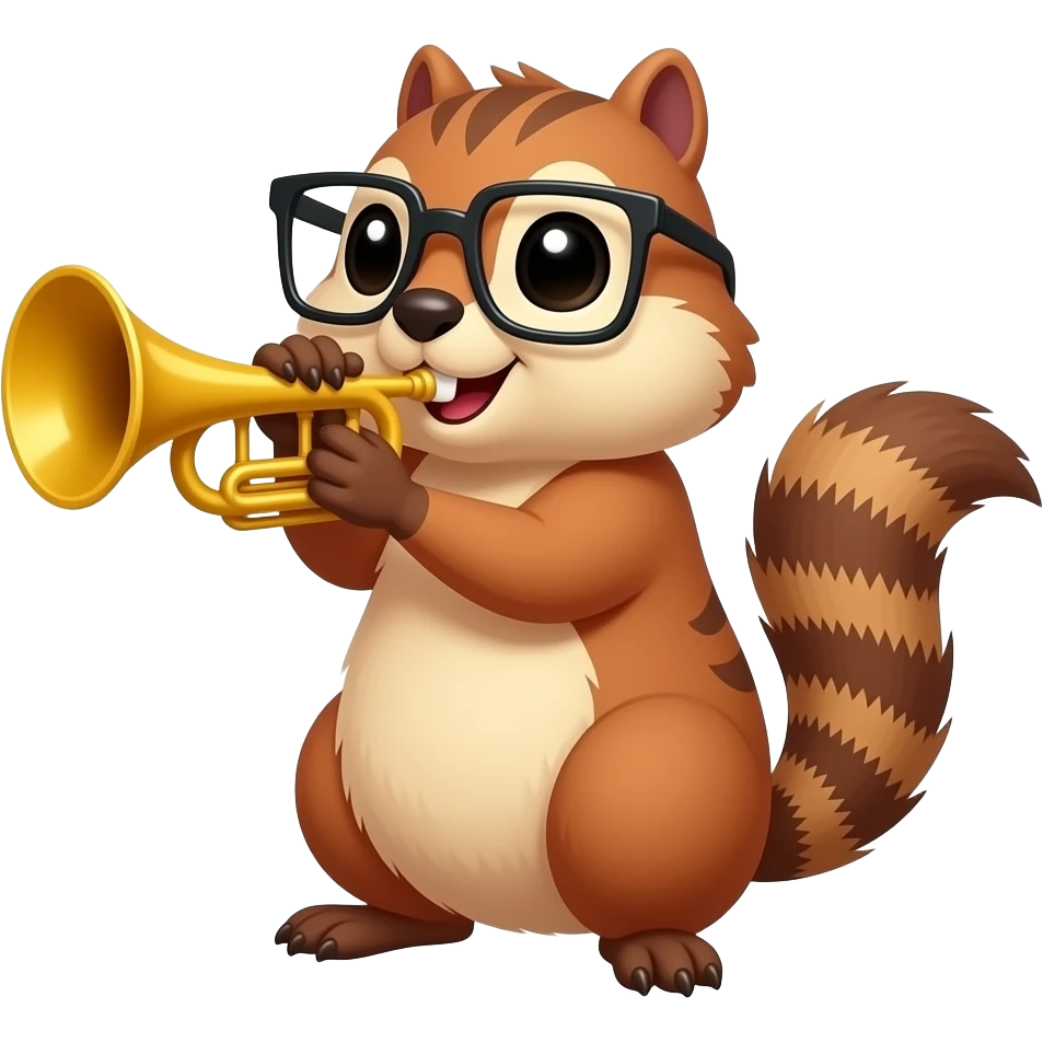 A  Richardson ground squirrel with square Glasses blowing on a party horn with confetti all around emoji