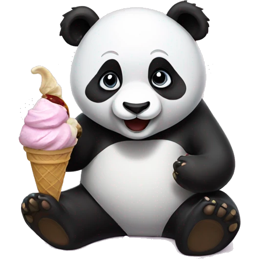 Panda eating ice cream emoji