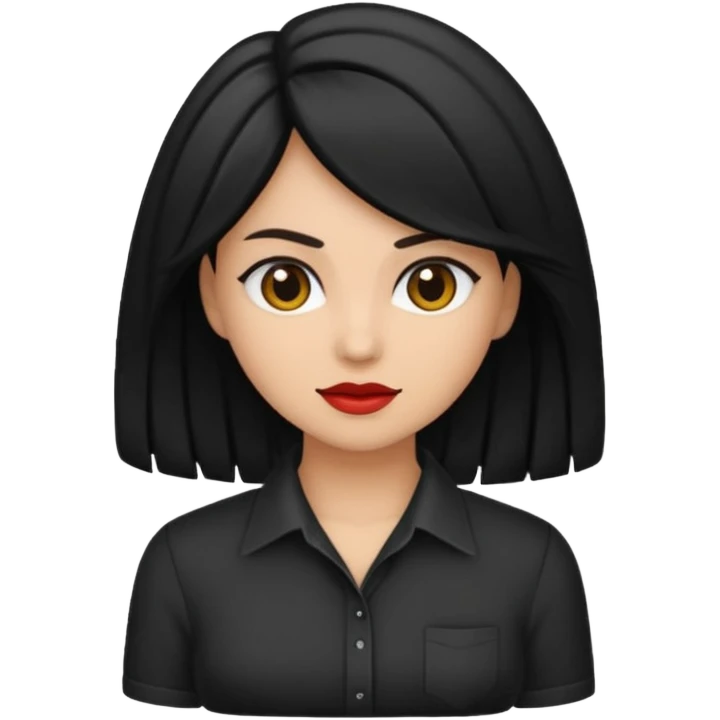 GAROTA MORENA COM CABELO PRETO E CAMISA PRETA emoji