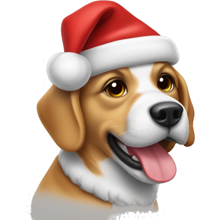 Dog wearing Santa hat emoji