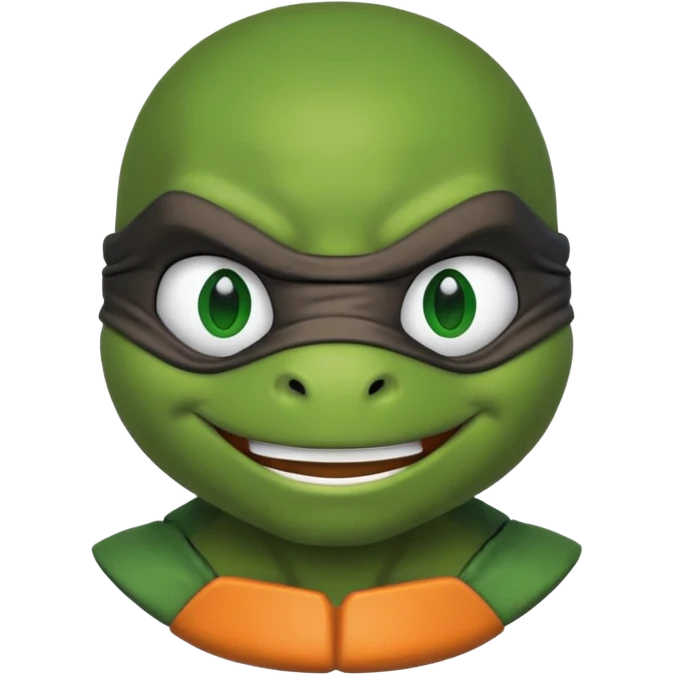 Michelangelo from Teenage Mutant Ninja Turtles, emoji style, head only, cute minimalistic style, smiling emoji