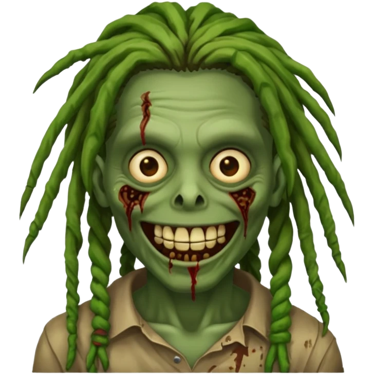 Make a image of a zombie with dreads make it like a emoticon emoji