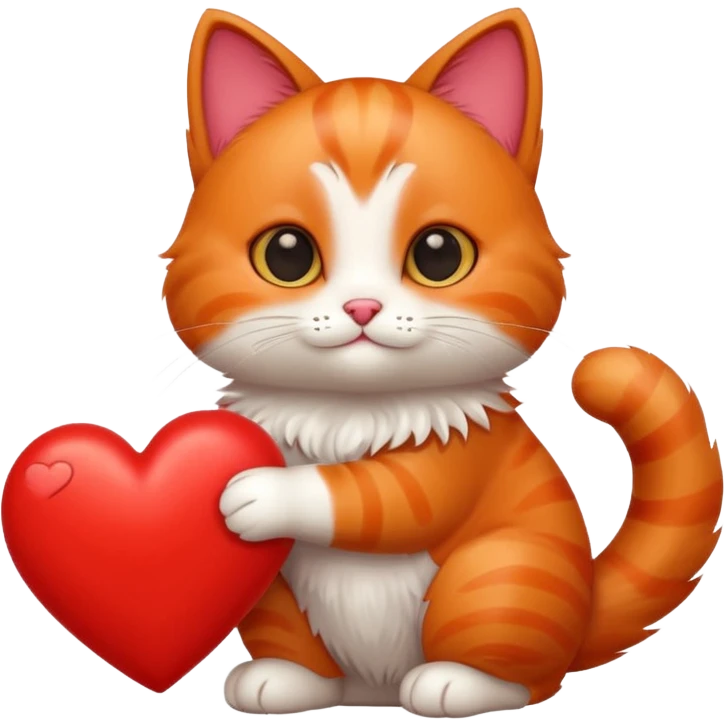 Cute cat holding a heart emoji