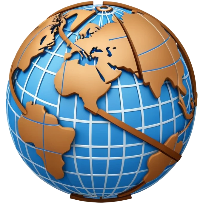 network globe with blue lines and brown boxes at intersections emoji