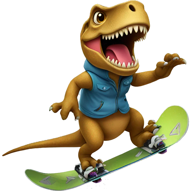 Trex riding snowboard emoji