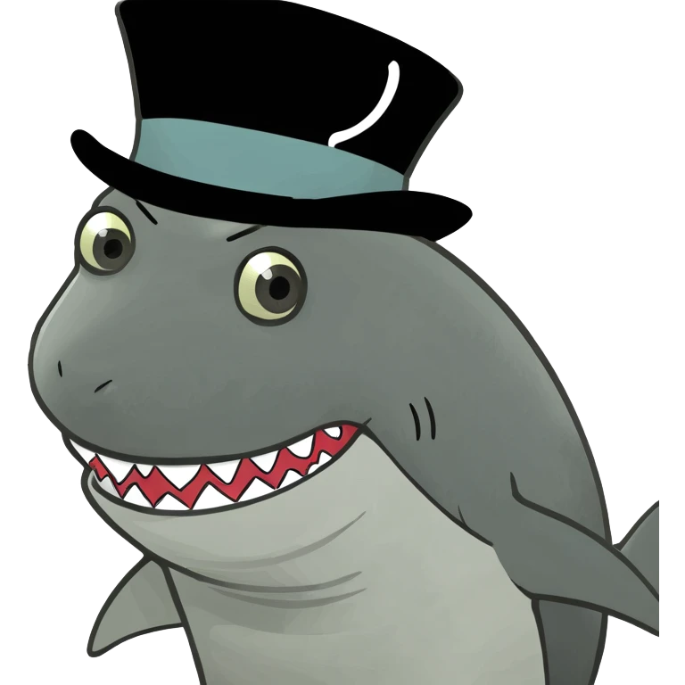 Shark with a top hat emoji