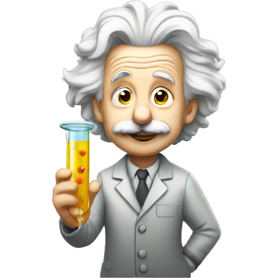 albert einstein holding test tube emoji