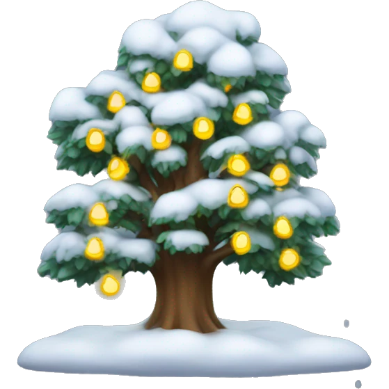 tree with snow and yellow lights  emoji