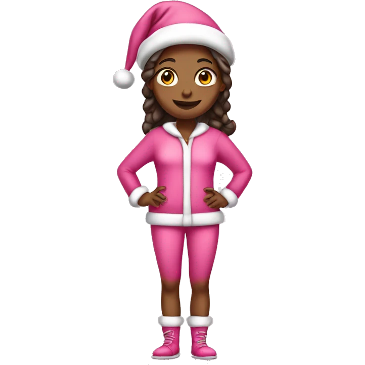 Full body Pretty girl in a pink Santa outfit  emoji