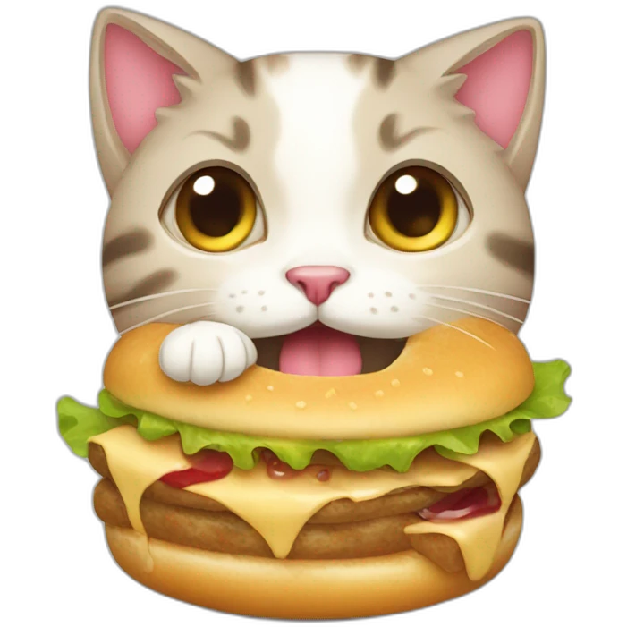 Cute cat eating burget emoji