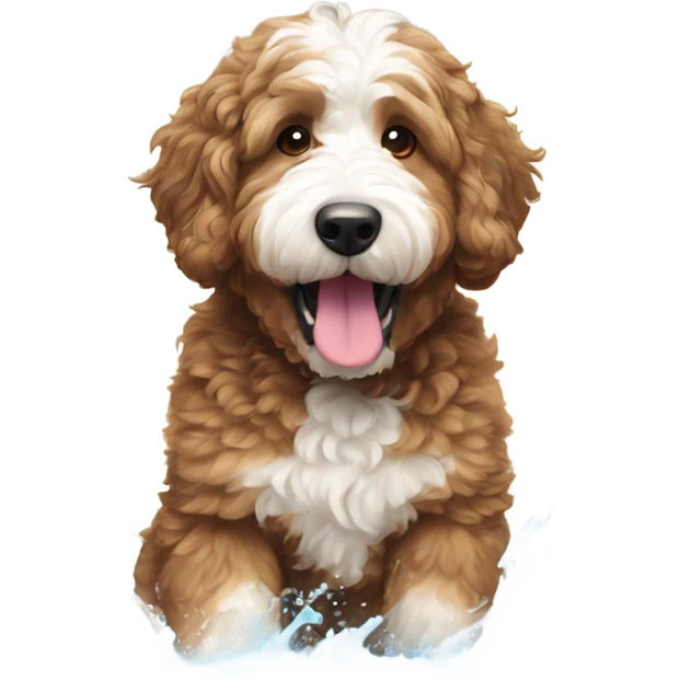 Bernedoodle doing water aerobics emoji