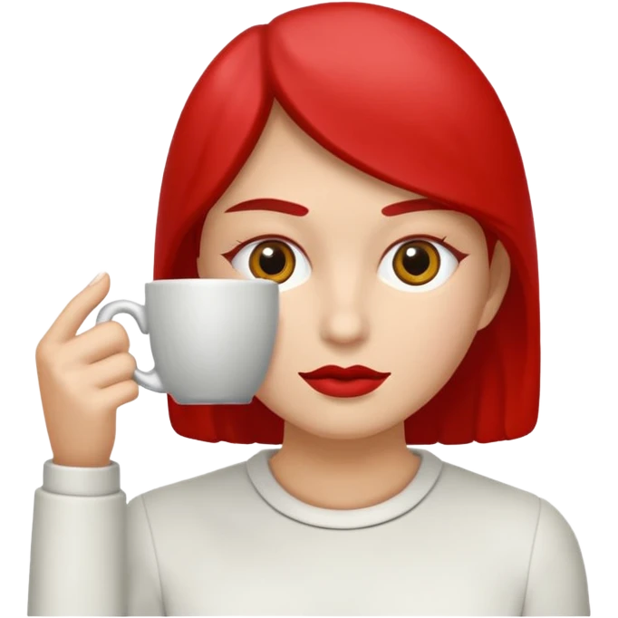 Una figura roja con cabeza cuadrada y cuerpo de rectángulos con cara con dos ojos negros como puntos y cejas preocupadas sin boca y que tenga como una especie de polvo café en la cabeza emoji