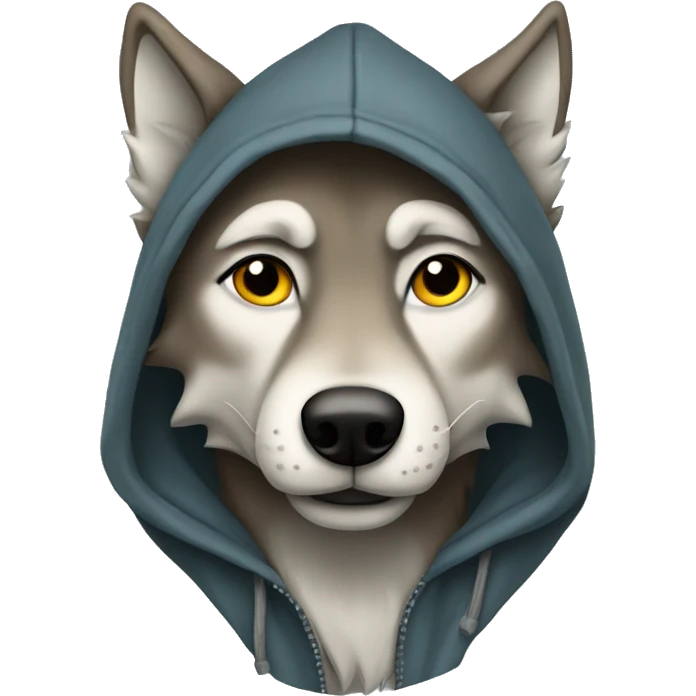 Wolf wearing a hoodie emoji