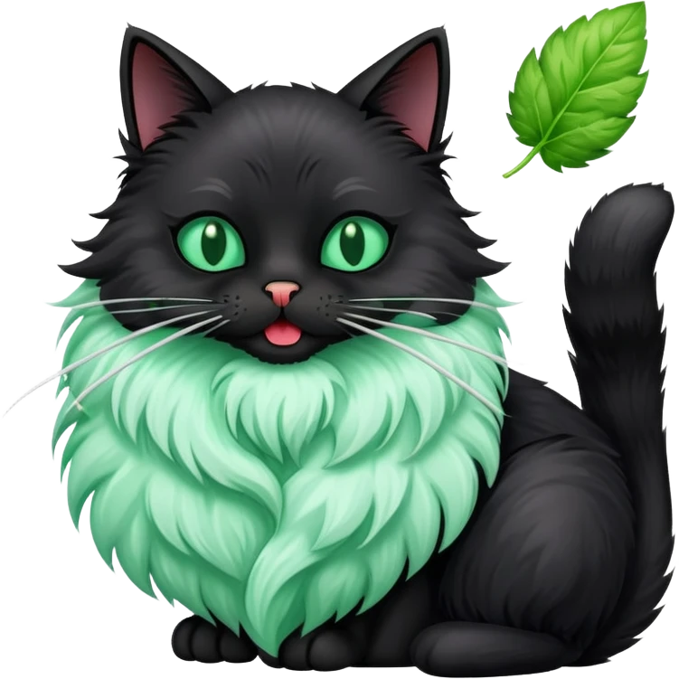 black cat with a miami mint geek bar in its mouth  emoji