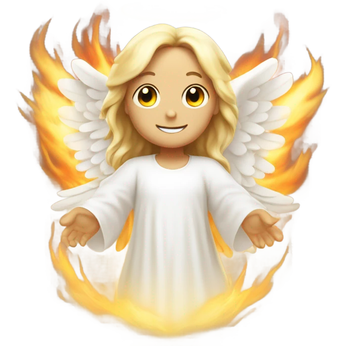 white angel, surrounded by fire
 emoji