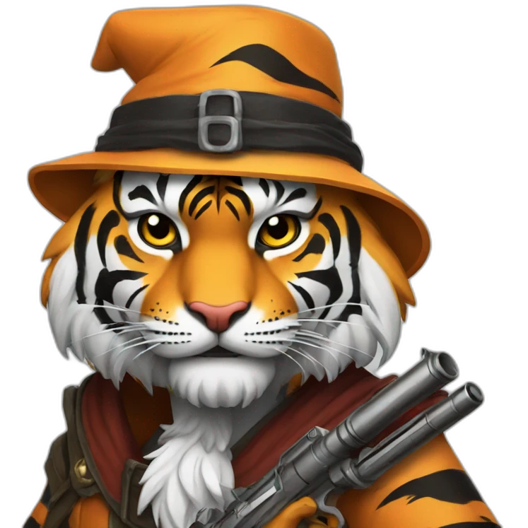 Tiger Wizard with gun emoji