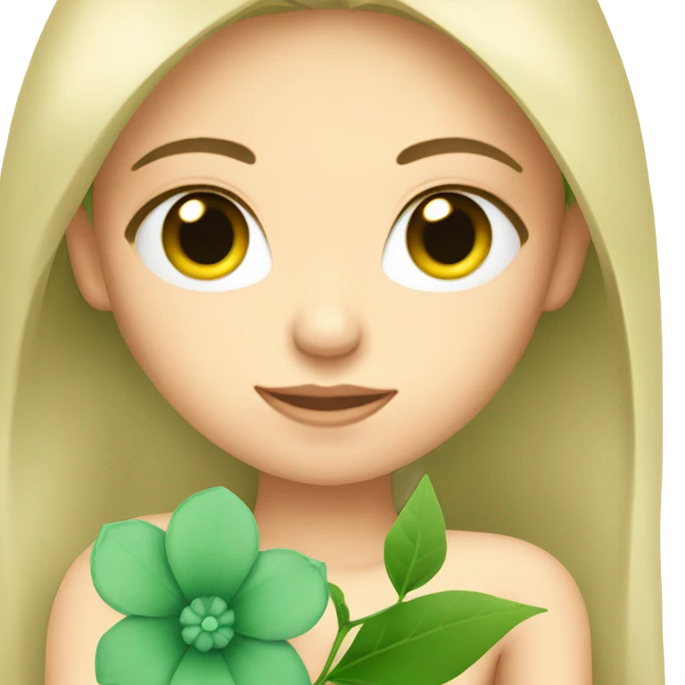 Green Eyed model with Flower emoji