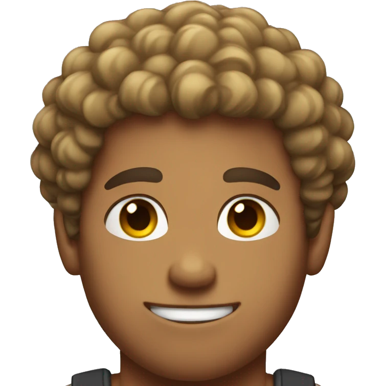 Buff guy with curly hair emoji