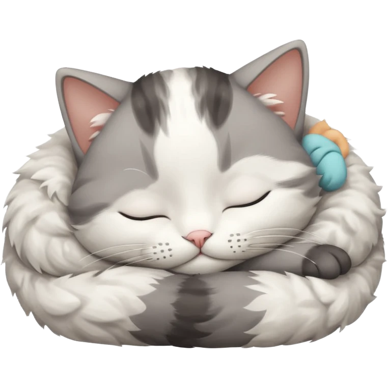 grey and white small cat with eyes closed lying down upside down tightly covering its own face emoji