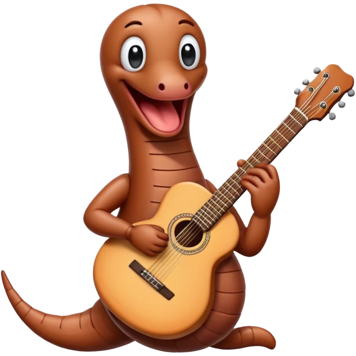 Earthworm with a guitar emoji