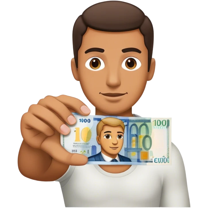 Hombre con cartel de 100 euros emoji