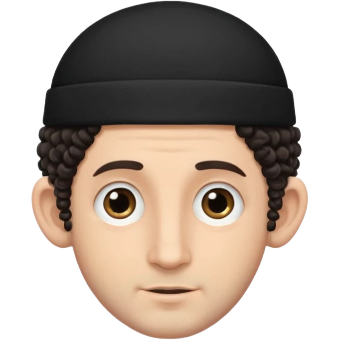 jewish jew man's face, wearing a tiny black kippah and 2 curly hair strands near the ears, only face, no body emoji