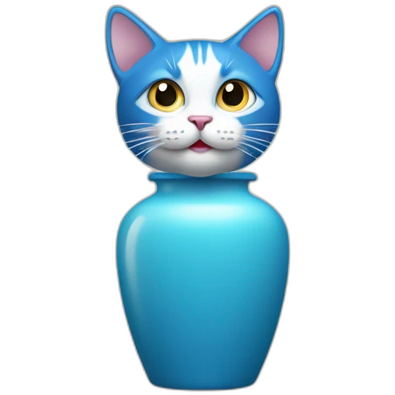 la tête d'un chat qui sort d'un vase bleu emoji
