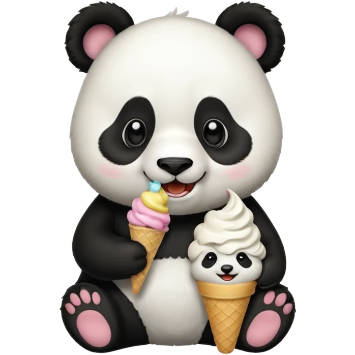 Panda eating ice cream emoji