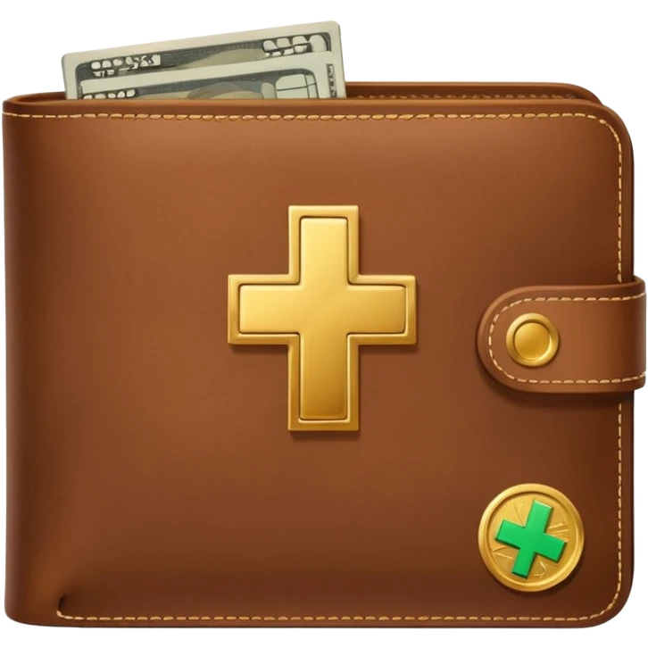 wallet with coins and a plus sign, for saving money emoji