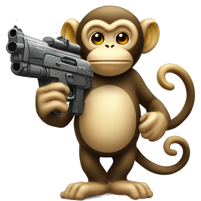monkey eating a banana with ufo and guns saying what is a kilometre  emoji