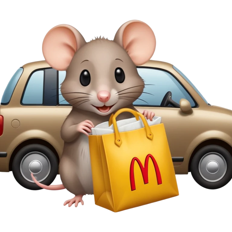 Rat holding McDonald’s in car  emoji