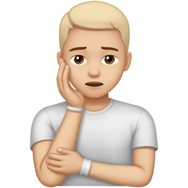 Person rubbing painful wrist with pained expression emoji