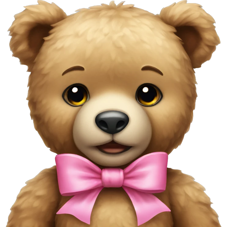 teddy bear with pink bow around its neck emoji