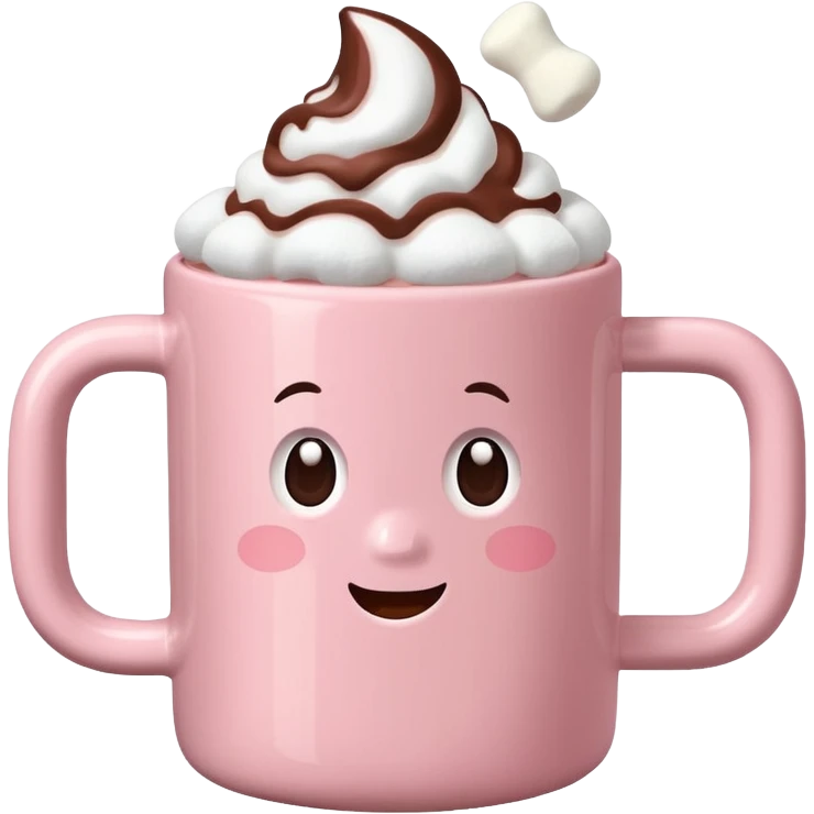 Light Pink mug of hot chocolate with marshmallows emoji