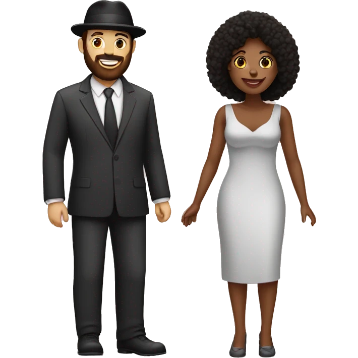 Bearded Jewish man and black woman on date emoji