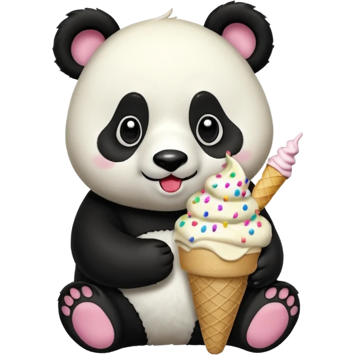Panda eating ice cream emoji