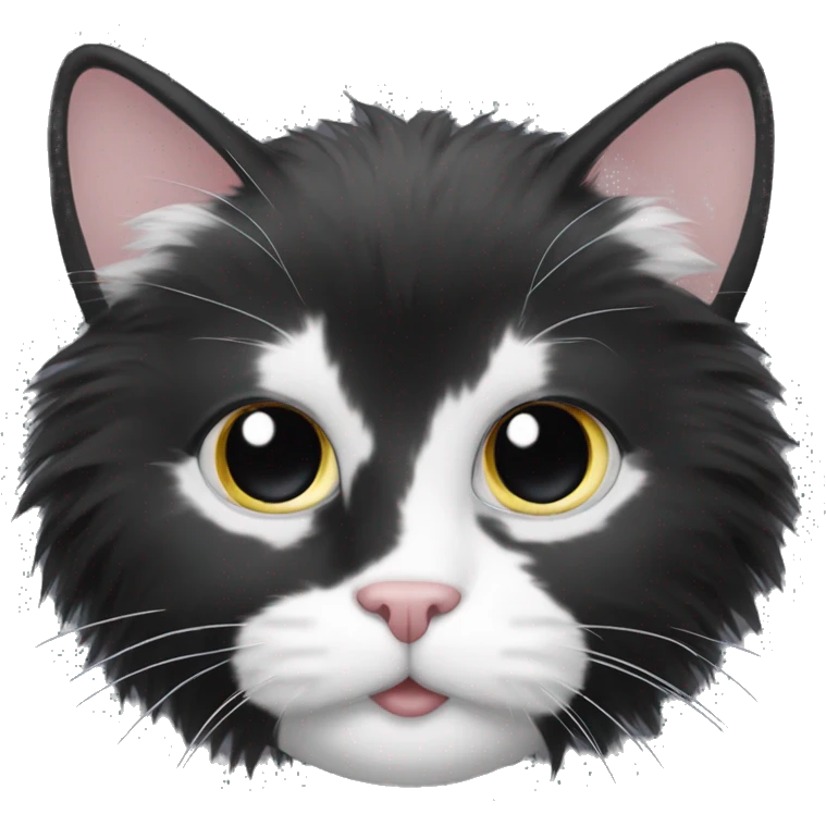 Black and white cat with fluffy hair emoji