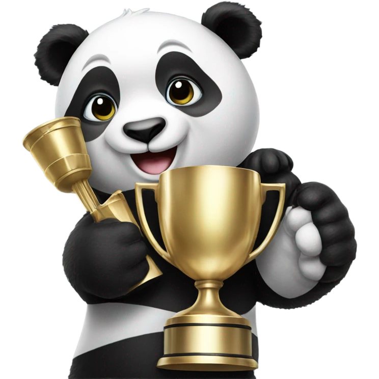 A panda holding a championship trophy emoji