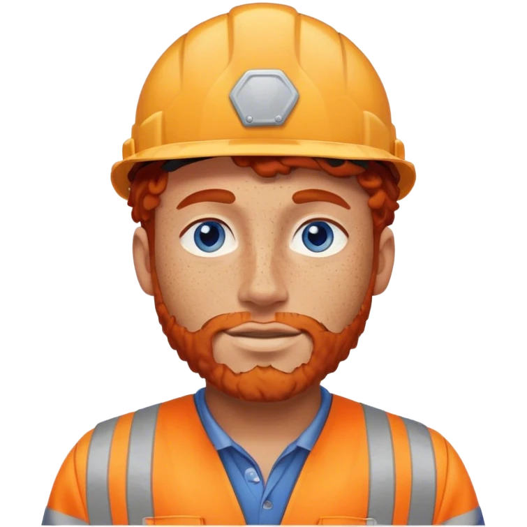 male construction worker with curly red hair no beard blue eyesand freckles emoji