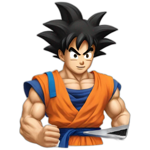 Goku working with a MacBook  emoji