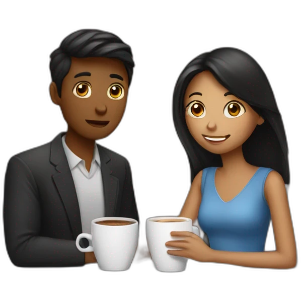 having coffee with girl in date nigt emoji